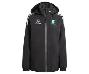 adidas Mujer MERCEDES - AMG PETRONAS FORMULA ONE TEAM MECHANICS RAIN JACKET WOMEN, Black/Reflective Silver, XL
