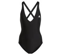 adidas Mujer Partial 3-Stripes Swimsuit, Black/White, 34