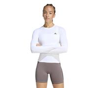 adidas Mujer Power Essentials Workout Contour Long Sleeve Shirt, White, XXL