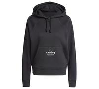 adidas Mujer Signature Graphic Embroidery Fleece Loose Hoodie, Black, L