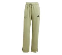 adidas Mujer Signature Graphic Embroidery Fleece Straight Leg Pant, Tent Green, S