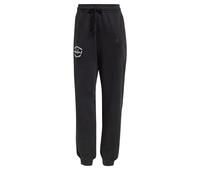 adidas Mujer Signature Graphic Print Fleece Loose Pant, Black, L