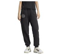 adidas Mujer Signature Graphic Print Fleece Loose Pant, Black, M