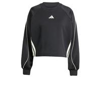 adidas Mujer Stadium 3 Stripes Crew Sweatshirt, Black/Off White, XXS