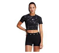 adidas Mujer Techfit Camo Print Crop Training tee, Carbon, L