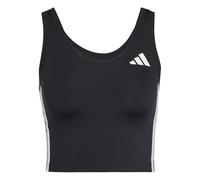 adidas Mujer Train Essentials 3-Stripes Cropped Tank Top, Black/White, XS