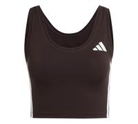 adidas Donna Train Essentials 3-Stripes Cropped Tank Top, Aurora Coffee/White, XS
