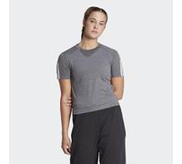 adidas Mujer Train Essentials Train Cotton 3-Stripes Crop tee, Dark Grey Heather/White, M