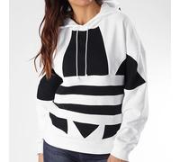 Adidas Mujer Trefoil Logo Sudadera con Capucha Extra Grande Suéter Blanco /