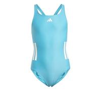 adidas Niñas 3-Stripes C-Back Swimsuit, Lucid Cyan/White, 5-6 Years