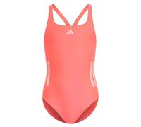 adidas Niñas 3-Stripes C-Back Swimsuit Swimwear, Solar Turbo/Frozen Turbo, 11-12 Years