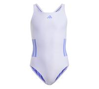 adidas Niñas 3-Stripes C-Back Swimsuit, Violet Tone/Cobalt Blue, 4-5 Years