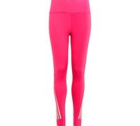 adidas Niñas AEROREADY 3-Stripes High-Rise 7/8 Optime Pocket Tights, Semi Lucid Fuchsia/White, 14-15 Years