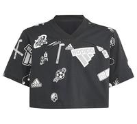 adidas Niñas Brand Love Crop tee, Black/mgh Solid Grey/White, 9-10 Years