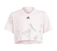 adidas Niñas Brand Love Crop tee, Clear Pink/White/Black/mgh Solid Grey, 14-15 Years