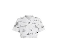adidas Niñas Brand Love Junior Girls Cropped T-Shirt, White/Black, 13-14 Years
