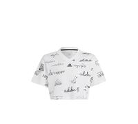 adidas Niñas Brand Love Junior Girls Cropped T-Shirt, White/Black, 13-14 Years