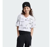 adidas Niñas Brand Love Junior Girls Cropped T-Shirt, White/Black, 7-8 Years
