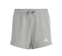 adidas Niñas Essentials 3-Stripes Shorts, Medium Grey Heather/White, 14-15 Years