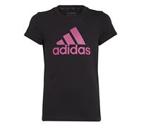 adidas Niñas Essentials Big Logo Cotton tee, Black/Semi Lucid Fuchsia, 14-15 Years