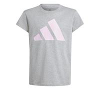 Adidas Niñas Essentials Cotton T-Shirt, Medium Grey Heather/Clear Pink, 11-12 Years