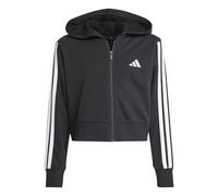 adidas Niñas Essentials Full Zip Crop Hoodie Sweatshirt, Black/White, 9-10 Years