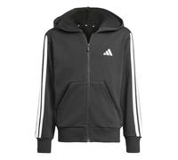 adidas Niñas Essentials Full Zip Hoodie Sweatshirt, Black/White, 9-10 Years