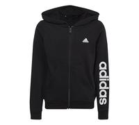 adidas Niñas Essentials Linear Logo Full-Zip Hoodie, Black/White, 7-8 Years