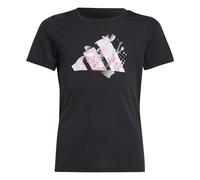 adidas Niñas Flower Print Training Graphic Tshirt, Black, 11-12 Years