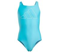 adidas Niñas Performance Big Bars Swimsuit Kids, Lucid Cyan/White, 9-10 Years