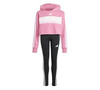 adidas Niñas Seasonal Essentials Tiberio 3 Stripes Fleece Leggings Set Track Suit, pink fusion/white/clear pink, 13-14 Years