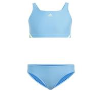 adidas Niñas Sportswear 3-Stripes Bikini Kids, Blue Burst/Green Spark, 7-8 Years
