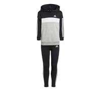 adidas Niñas Tiberio 3-Stripes Colorblock Fleece Leggings Set Kids, black/white/medium grey heather, 4-5 Years