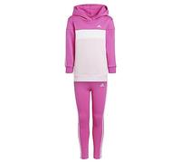 adidas Niñas Tiberio 3-Stripes Colorblock Fleece Leggings Set Kids, semi lucid fuchsia/white/clear pink, 6-7 Years