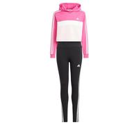adidas Niñas Tiberio 3-Stripes Colorblock Fleece Leggings Set Kids, semi lucid fuchsia/white/white, 13-14 Years