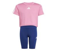 adidas Niñas TRAIN ESSENTIALS 3-STIPES T-SHIRT SET, pink fusion/white, 11-12 Years
