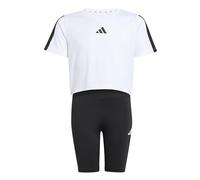adidas Niñas TRAIN ESSENTIALS 3-STIPES T-SHIRT SET, white/black, 13-14 Years