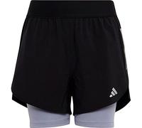 adidas Niñas Two-In-One AEROREADY Woven Shorts, Black/Silver Violet/Reflective Silver, 14-15 Years