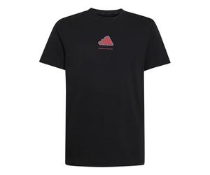 adidas Niños Boys Slogan Single Jersey Shirt, Black, 9-10 Years