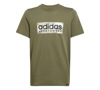 adidas Niños Camo Linear Junior Boys Graphic tee, Olive strata, 13-14 Years