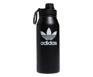 adidas Originals 1 Liter (32 oz) Metal Water Bottle, Hot/Cold Double-Walled Insulated 18/8 Stainless Steel, Black/White, One Size