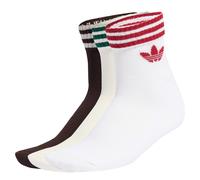 ADIDAS ORIGINALS Calcetines '3-Stripes Ankle 3 Pairs' chocolate / pino / rojo vivo / blanco 37-39 chocolate / pino / rojo vivo / blanco