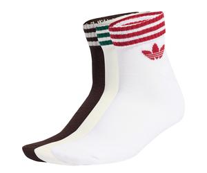 ADIDAS ORIGINALS Calcetines '3-Stripes Ankle 3 Pairs' chocolate / pino / rojo vivo / blanco 43-45 chocolate / pino / rojo vivo / blanco