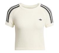 Camiseta con logo Crop adidas Originals Knitted Crochet Cali para mujer Blanco XXS