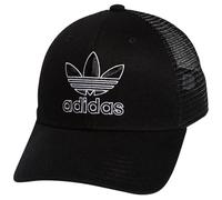 adidas Originals Men's Icon Trucker Structured Precurve Snapback Cap, Black/Black/White, One Size