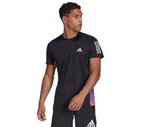 adidas Own The Run Tee, T-Shirt Hombre, Black/Purple Rush/Pulse Lime/Acid Red, XS