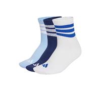 adidas Unisex adulto 3 STRIPES CUSHIONED SPORTSWEAR MID CUT SOCKS 3 PAIR PACK, dark blue/white/glow blue, 37-40