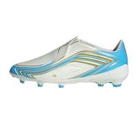 adidas Unisex niños F50 Messi League Laceless Firm Ground Football Boots Kids Shoes, Ivory/Semi Blue Burst/Icey Blue, 38 EU