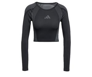 ADIDAS PERFORMANCE Camiseta funcional 'Seamless Knitted Long Sleeve' gris / negro XS-S gris / negro
