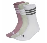 Adidas Performance Lote de 3 pares de calcetines con 3 rayas. Color Malva + blanco + verde